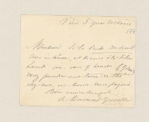 2 vues  - Durand-Greville, A[lice]. Carte autographe signée à Auguste Baud-Bovy. - Paris, sans date (ouvre la visionneuse)