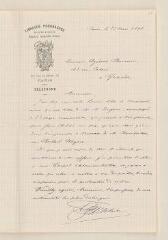4 vues Fischbacher. Librairie. Lettre autographe signée à Agénor Boissier. - Paris, 23 mars 1898