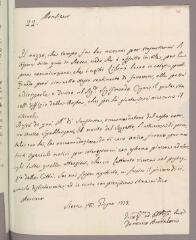 4 vues  - Bartaloni, Domenico. Lettre autographe signée à Charles Bonnet. - Sienne, 18 juin 1773 (Avec adresse. - En italien) (ouvre la visionneuse)