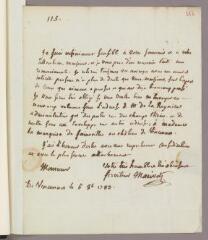 12 vues  - Marivetz, Etienne-Claude, baron de. 3 lettres autographes signées à Charles Bonnet. - Vincennes et Paris, 6 octobre 1783 - 30 mars 1784 (Avec adresse) (ouvre la visionneuse)