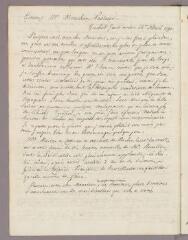 1 vue Bonnet, Charles. Copie de lettre à Pierre Mouchon. - Genthod, 22 avril 1790