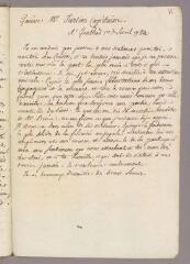 2 vues Bonnet, Charles. Copie de lettre à Charles Turrettini. - Genthod, 1er avril 1784
