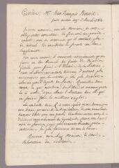 1 vue Bonnet, Charles. Copie de lettre à Jean-François Benoit. - Sans lieu, 29 avril 1784