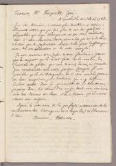 1 vue Bonnet, Charles. Copie de lettre à Pierre Hugonnet. - Genthod, 21 avril 1785