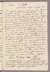 1 vue Bonnet, Charles. Copie de lettre à Jacob-Louis Fé, dit La Lime. - Genthod, 13 juin 1785