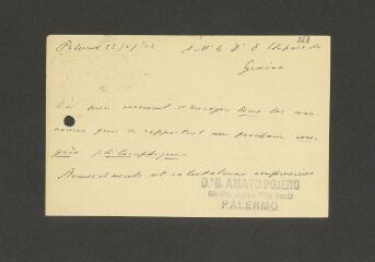 2 vues  - Pojero, G. Amato. 1 c.a.s. à Edouard Claparède. - Palerme, 22 mai 1904 (ouvre la visionneuse)