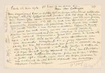 2 vues  - Tissié, [Philippe Auguste] (docteur). 1 c.a.s. à Edouard Claparède. - Pau, 18 mars 1913 (ouvre la visionneuse)