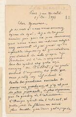 10 vues Marillier, Léon. 4 lettres autographes signées à René Claparède. - Paris, 27 décembre 1894 - 5 novembre 1900