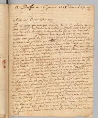4 vues  - Salgues le cadet. Lettre autographe signée \'Le Cadé\' à \'Monsieur Jourdan\' [Antoine Court].- Durfort, 25 janvier 1721 (ouvre la visionneuse)