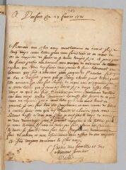 2 vues  - Salgues le cadet. Lettre autographe signée \'Cadé\' à \'Monsieur Jourdan [...] à Genève\' [Antoine Court].- Durfort, 25 février 1721 (ouvre la visionneuse)