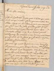 4 vues  - Rey. Lettre autographe signée \'Rey cadet\' à Antoine Court.- Genève, 21 juillet 1719 (ouvre la visionneuse)