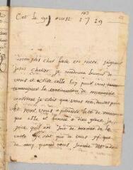 4 vues  - [Bonbonnoux, Jacques]. Lettre autographe à A[ntoine] C[ourt].- sans lieu, 9 août 1719 (ouvre la visionneuse)