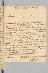 6 vues  - Pic, [Jean]. Lettre autographe signée \'Pic p[ère]\' à Antoine Court.- Genève, 27 juillet 1731 (ouvre la visionneuse)