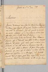 4 vues  - Pic, [Jean]. Lettre autographe signée \'Pic p[ère]\' à Antoine Court.- Genève, 7 septembre 1731 (ouvre la visionneuse)