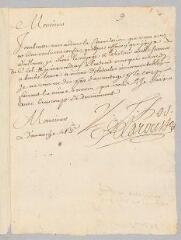 2 vues  - [Roussel, Alexandre]. Lettre autographe signée \'de la Rousse\' à Mr Delingèbe [Antoine Court].- sans date (ouvre la visionneuse)