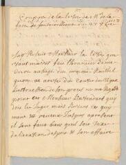 4 vues  - Lafare, [Charles-Auguste de], capitaine des gardes du Régent. Copie d\'une lettre au duc de Crussol \'au sujet de la capture de Mr [Alexandre] Roussel\'. - Fontainebleau, 28 octobre 1728 (ouvre la visionneuse)