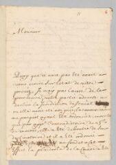 2 vues  - Chamand. Lettre autographe signée (signature raturée) à Mr de Grandval à Largentière [Antoine Court].- sans date (ouvre la visionneuse)