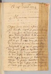 4 vues  - Br[oche] et Ca[rrière, D.]. Lettre autographe signée \'Br.\' et \'Ca.\' à [Antoine Court].- 19 avril 1729 (ouvre la visionneuse)