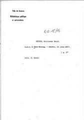 2 vues Dufour, général G[uillaume]-H[enri]. Lettre autographe signée à [Carl ?] Feer-Herzog. - Genève, 21 juin 1867. 1 p. in-octavo