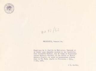 3 vues  - Meliorinis, Bernard de. Supplique de la famille de Meliorinis (Bernard et sa soeur) pour demander justice au duc (probablement Alexandre Farnèse, duc de Parme et Plaisance) contre Andreolo Scribani et ses frères et Marco-Antonio Nicelli, au sujet de possessions situées dans le Val Nure, région de Plaisance. - Sans lieu, 4 décembre 1585. 2 f. in-folio. (Annexe : transcription moderne) (ouvre la visionneuse)