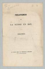 8 vues  - \'Philopoemen ou la Suisse en 1847\'. Chanson par J. Petit-Senn. Imprimé. - [1847] (ouvre la visionneuse)