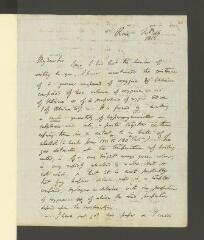 4 vues  - [Davy, sir Humphrey]. Lettre autographe à [Gaspard De la Rive]. - Rome, 16 février 1815. (Anglais. - La fin manque) (ouvre la visionneuse)