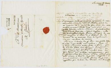 2 vues  - La Harpe, Frédéric-César de. Lettre autographe signée à Jean-Gabriel Eynard.- Lausanne, 8 janvier 1828 (ouvre la visionneuse)