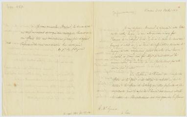 2 vues  - Talleyrand, [Charles-Maurice de] (le prince de [de Bénévent (1754-1938)]). Lettre non autographe signée à Jean-Gabriel Eynard.- Londres, 23 octobre 1831 (ouvre la visionneuse)