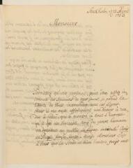 6 vues  - Schützer, Herman (1713-1802). Lettre autographe signée à [Auguste] Tissot.- Stockholm, 12 avril 1768 (ouvre la visionneuse)