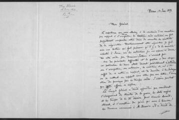 2 vues  - Friedrich Frey-Hérosé. Lettre autographe signée à Guillaume Henri Dufour. Berne, 13 juin 1859 (ouvre la visionneuse)