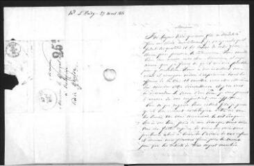 2 vues  - L\'Hardy, Henriette, née de Chaillet. Lettre autographe signée à Guillaume Henri Dufour. - Auvernier, 27 mars 1850. Au sujet du mariage de leurs enfants. (ouvre la visionneuse)