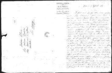 2 vues  - Dufour, Guillaume Henri. Lettre autographe signée à sa belle-mère Anne Bonneton née Sayous, avec ajout de sa femme Susanne Bonneton.- Genève, 9 septembre 1832 (ouvre la visionneuse)
