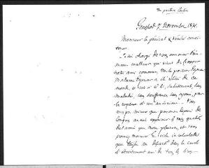 2 vues  - Coulin, F., pasteur. Lettre autographe signée à Guillaume Henri Dufour.- Genthod, 7 novembre 1871 (ouvre la visionneuse)