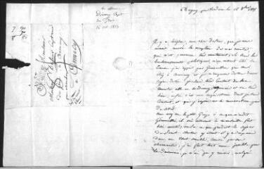 2 vues  - Dévory, capitaine du génie. Lettre autographe signée à Guillaume Henri Dufour.- Dugny près Verdun, 16 octobre 1815 (ouvre la visionneuse)