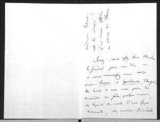 2 vues  - Gasparin, [Valérie ?] de. Lettre autographe signée à Guillaume Henri Dufour.- Chambésy, 8 janvier 1867 (ouvre la visionneuse)