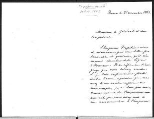 2 vues  - Monnard, C[harles], professeur. Lettre autographe signée à Guillaume Henri Dufour.- Bonn, 25 novembre 1862 (ouvre la visionneuse)