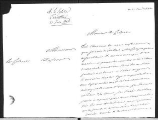 2 vues  - Turrettini, Louis, syndic. Lettre autographe signée à Guillaume Henri Dufour.- [Genève], 21 juin 1842. (ouvre la visionneuse)