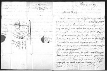 2 vues  - Vaillant, ingénieur militaire. Lettre autographe signée à Guillaume Henri Dufour.- Paris, 15 mai 1817. (ouvre la visionneuse)
