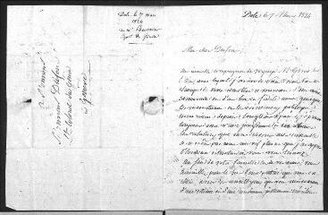 2 vues  - Beurnier, capitaine du génie. Lettre autographe signée à Guillaume Henri Dufour.- Dôle, 7 mars 1824 (ouvre la visionneuse)