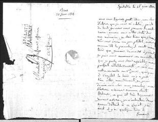 2 vues  - Bros. Lettre autographe signée à Guillaume Henri Dufour.- Spalato [Split], 25 janvier 1812 (ouvre la visionneuse)
