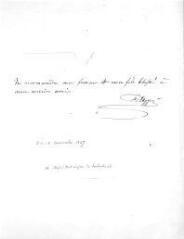 1 vue  - Elgger, Franz von, chef des troupes du Sonderbund. Mot autographe signée à Guillaume Henri Dufour. Sans lieu, 24 novembre 1847 (ouvre la visionneuse)