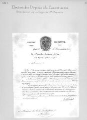 1 vue  - Lettre du secrétaire d\'Etat du Canton de Genève De Roches désignant Dufour comme président de l\'Assemblée du collège électoral de Saint-Gervais, 8 décembre 1841 (ouvre la visionneuse)