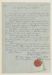 4 vues Copie de la proposition par le Commissaire extraordinaire de l'Empereur Napoléon Ier, Pons de l'Hérault, de nommer Dufour au grade de Lieutenant-Colonel, Lyon, 12 juin 1815, et lettre d'accompagnement du dit à Dufour, Genève, 1er juin 1820