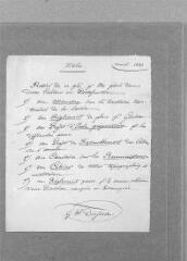 1 vue  - Note autographe de Dufour : liste de pièces retirées par lui du \'pli\' (ouvre la visionneuse)