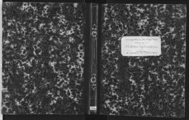 64 vues G.-H. Dufour, « Correspondance du Général en Chef – 1857. Mission diplomatique », et sur l’étiquette de couvrure : « Correspondance de l’armement 1857, mission diplomatique et souvenirs de l’Ecole de Thun »., manuscrit partiellement autographe