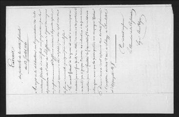 1 vue « Extrait du protocole de la Diète fédérale du 12 juillet 1841 » au sujet de la fréquentation par de jeunes Suisses d'écoles militaires étrangères