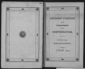 88 vues  - \'Règlement d\'exercice pour l\'infanterie de la Confédération. Troisième partie, Ecole de bataillon\'. Berne, Imprimerie Staempfli, 1848 (ouvre la visionneuse)