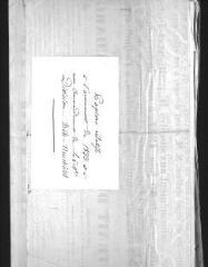 3 vues Affiche découpée et pliée, réemployée pour entourer les documents suivants du portefeuille; inscription de la main de Dufour : 