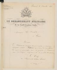 2 vues Fornerod, C[onstant], chef du Département militaire fédéral. 1 l.s. à Henry Dunant. - Berne, 8 décembre 1862
