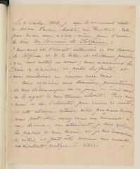 2 vues Micheli-Revilliod, Mme Pauline. Extrait [d'une lettre] reçue le 10 octobre 1862. Copie.